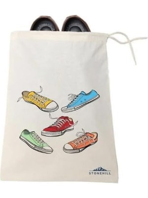 SDT Group Büzgülü Ham Bez Ayakkabı Torbası 30X40 Cm. 2 Adet (Ayakkabı Baskılı)