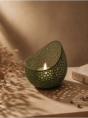 Triora Design Petek Desenli Tea Light Mumluk 10 cm Dekoratif Mumluk Modern Minimalist 3D Tasarım Pla