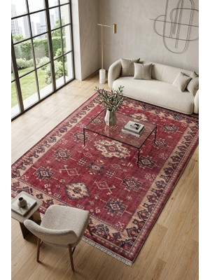 Cos.kim Dekoratif Halı Kaymaz Taban  Leke Tutmaz Yıkanabilir Kilim Özel Ölçü Salon Halısı 3029