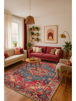 Cos.kim Dekoratif Halı Kaymaz Taban  Leke Tutmaz Yıkanabilir Kilim Özel Ölçü Salon Halısı 3033