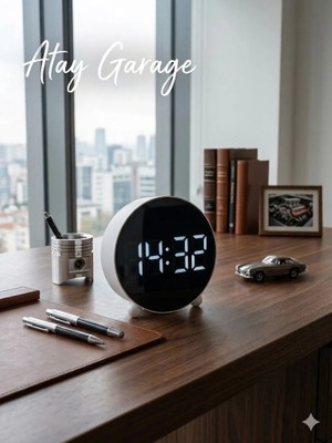 Atay Garage Estetik Işıklı Dijital Saat - Dekoratif LED Masa Üstü Çalar Saat
