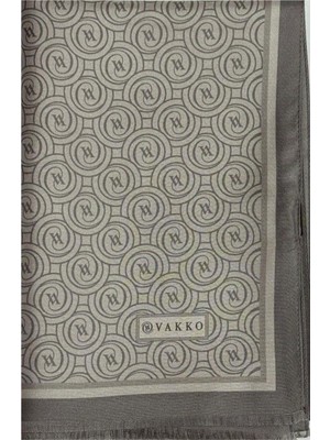 Vakko Tivil Monogram Ipek Şal 41407-VIZON