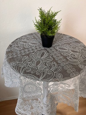 Zesa Home Fiskos Masa Örtüsü Tül Güpürlü Çeyizlik