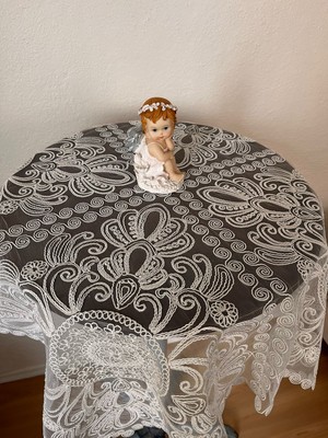 Zesa Home Fiskos Masa Örtüsü Tül Güpürlü Çeyizlik
