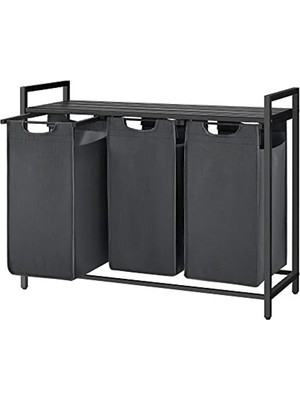 Die Grup 3 Bölmeli Çamaşır Sepeti, Çekilebilir Oxford Kumaş, Metal Çerçeve, 3 x 38 L
