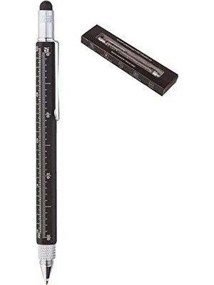 Die Grup Çok Fonksiyonlu Tornavidalı Cetvelli Touchpen Kalem, Siyah