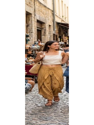 Fibula Otantik Standart Beden %yüz Pamuk Lastikli Işlemeli Kapamalı Pantolon 36-44 Arası Uygundur