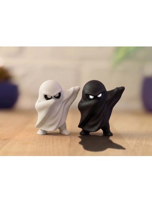 Marchen Collection Dabbing Ghost Figür, 3D Baskı Ghost Biblosu 7cm Kitaplık - Gamer Dekorasyonu Ghost Figürü 2'li Set