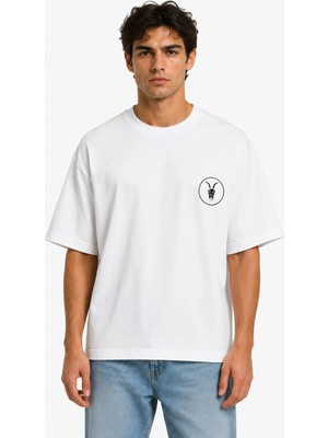 Camblys Kadın Erkek Unisex All Saint Keçi New Logo Ön Baskılı Oversize Kalın Kumaş Bol Kesim Pamuklu T-Shirt