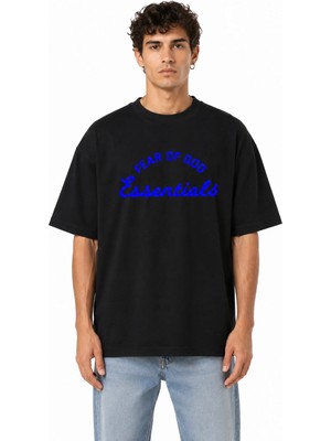 Camblys Kadın Erkek Unisex Fear Of God Essentials Ön Baskılı Oversize Kalın Kumaş Bol Kesim Pamuklu T-Shirt