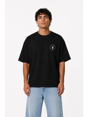 Camblys Kadın Erkek Unisex All Saint Keçi New Logo Ön Baskılı Oversize Kalın Kumaş Bol Kesim Pamuklu T-Shirt