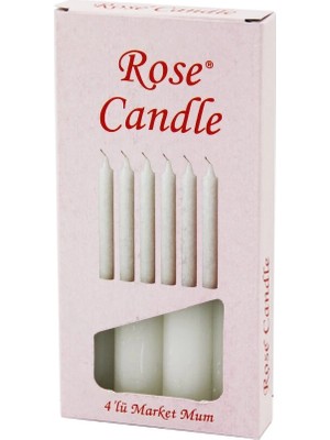 Gül Mum Rose CANDLE-201 ( 4pcs & Kalın ) ( Çap=2cm & UZUNLUK=15CM ) ( Beyaz Klasik ) Market MUM*130