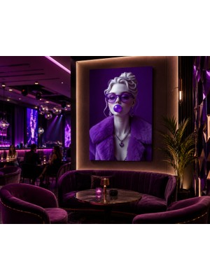 Othello Art Mor Pop Art Kadın Kanvas Tablo – Modern Fashion Duvar Dekoru | Lüks Glamour Tarzı Salon ve Makyaj Odası Tablosu