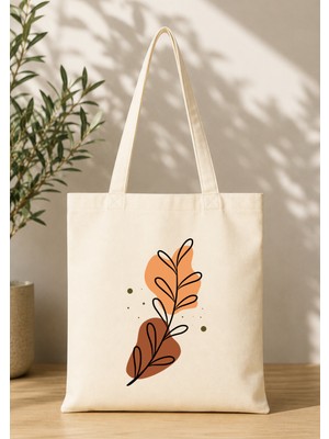 Eylül Design Vintage Boho Desenli Baskılı Ham Bez Çanta Organik Tote Bag