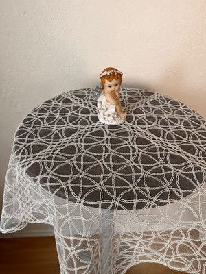 Zesa Home Fiskos Masa Örtüsü Tül Güpürlü Çeyizlik