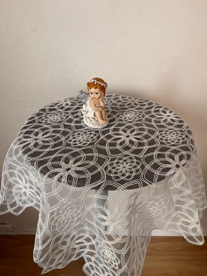 Fiskos Masa Örtüsü Tül Güpürlü Çeyizlik