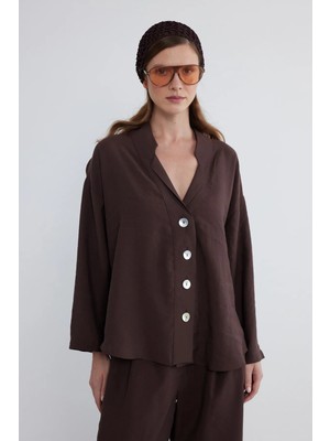 Facette Helia Oversize Gömlek Acı Kahve