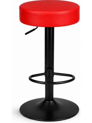 Bürocci Moni Bar Sandalyesi - Kırmızı - 9511Y0116 - Siyah Mat Boyalı Metal Ayak