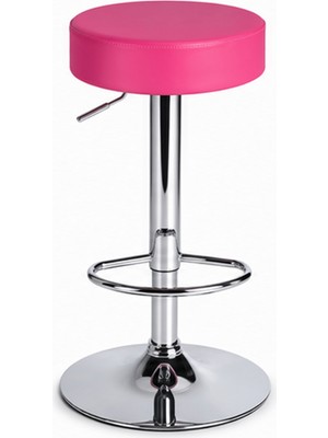 Bürocci Moni Bar Sandalyesi - Pembe - 9511Q0120 - Paslanmaz Krom Kaplı Metal Ayak