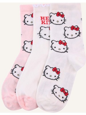 DeFacto Hello Kitty 3'lü Pamuklu Uzun Karma Çorap Kız Çocuk H2338A8NS