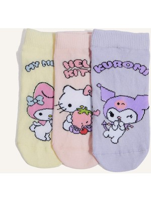 DeFacto Hello Kitty 3'lü Pamuklu Patik Karma Çorap Kız Çocuk H2351A8NS