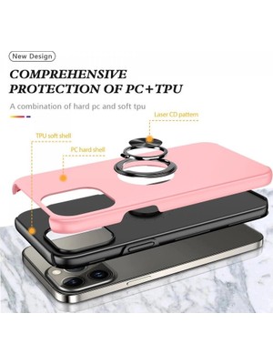 Colezium Iphone 13 Pro Kılıf Elit Yüzüklü Kapak - Pembe