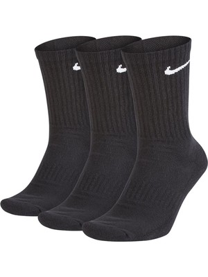 Nike Everyday Cushioned Training Crew 3 Çift Unisex Siyah Çorap SX7664-010