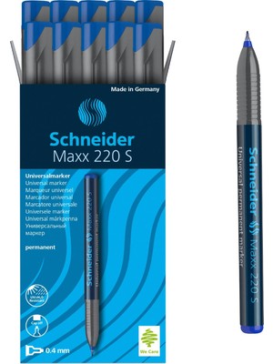 Schneider Maxx 220 S 0.4 mm Mavi Asetat Kalemi 10'lu Kalıcı Marker Seti