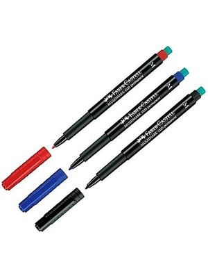 Faber-Castell Multimark Permanent M Asetat Kalemi 1.0 mm 3 Renk 3'lü Set ile Solmayan Renkler