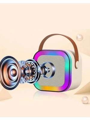 Colezium Karaoke Kablosuz Hoparlör Mikrofonlu Rgb Işıklı Bluetooth Spe Tf Kart/usb Siyah