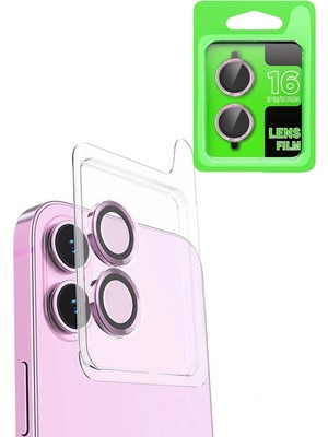 Durukar®  iPhone 16 Plus Raze Metal Kamera Lens - Pembe