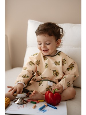 Oh la la Koala For Little Ones Zeytin Uzun Kollu Sıvı Geçirmez Aktivite Önlük (6-36 Ay)