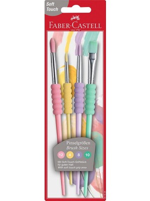 Faber-Castell 4'lü Soft Touch Fırça Seti Ergonomik Tasarım ve Yumuşak Dokunuş ile Renkli