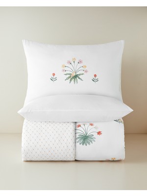 English Home Garden Melody Pamuklu Çift Kişilik Nevresim Seti 200x220 cm Yeşil-Sarı