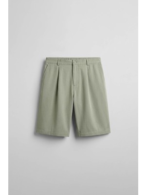 Abluka Online Erkek Baggy Kesim Modal Karışımlı Şort Haki Yeşil