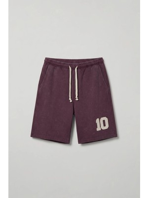 Abluka Online Erkek Relaxed Fit Vintage Yıkamalı Şort Bordo