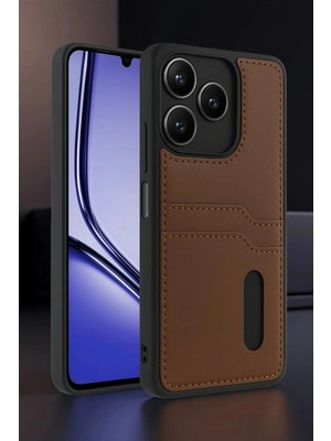 Colezium Realme Note 50 4g Kılıf Sara Kartvizitli Deri Kılıf - Kırmızı