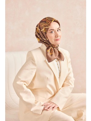 Silk Home Twill Ipek Eşarp 11530-10 Kahverengi
