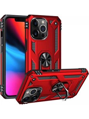 Colezium Iphone 13 Pro Max Kılıf Sofya Yüzüklü  Kapak - Kırmızı