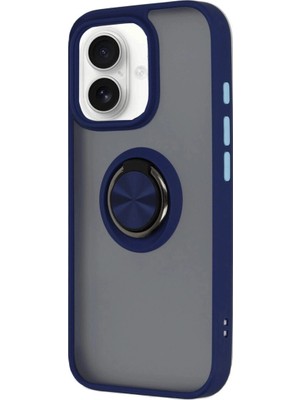 Colezium Iphone 16 Kılıf Montreal Yüzüklü  Kapak - Lacivert
