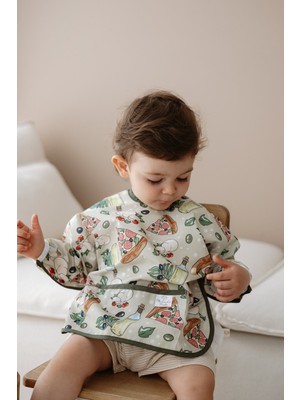 Oh la la Koala For Little Ones Pizza Uzun Kollu Sıvı Geçirmez Aktivite Önlük (6-36 Ay)