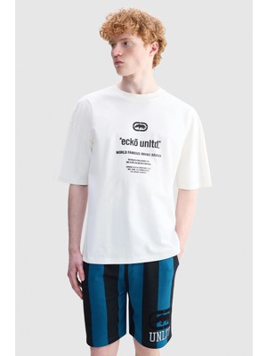 Ecko Unltd. Paxton Oversize Bisiklet Yaka Baskılı %100 Pamuk Erkek Beyaz Tişört