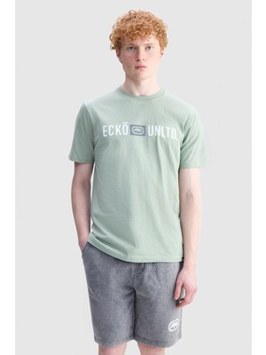 Ecko Unltd. Beckett Regular Fit Bisiklet Yaka Baskılı %100 Pamuk Erkek Yeşil Tişört