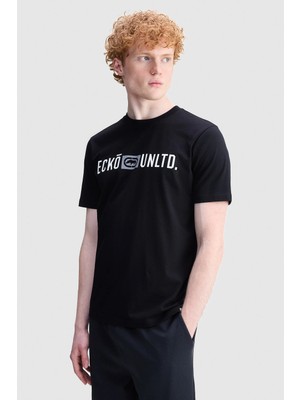 Ecko Unltd. Beckett Regular Fit Bisiklet Yaka Baskılı %100 Pamuk Erkek Siyah Tişört