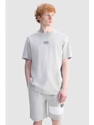 Ecko Unltd. Bentley Loose Fit Bisiklet Yaka Baskılı %100 Pamuk Erkek Gri Tişört