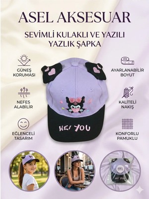 Asel Aksesuar Kulaklı Sevimli Figür Nakışlı Pamuklu Çocuk Yazlık Şapka Kep Farklı Renk Seçenekli