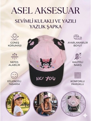 Asel Aksesuar Kulaklı Sevimli Figür Nakışlı Pamuklu Çocuk Yazlık Şapka Kep Farklı Renk Seçenekli