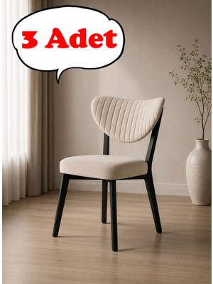 Teknor 3 Adet Elma Sandalye Modern Kadife Kapitone Sırtlı Mutfak Yemek Odası Balkon Kafe Sandalyesi 85 cm