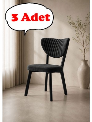 Teknor 3 Adet Elma Sandalye Modern Kadife Kapitone Sırtlı Mutfak Yemek Odası Balkon Kafe Sandalyesi 85 cm