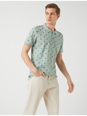 Koton Slim Fit Desenli Polo Yaka Tişört